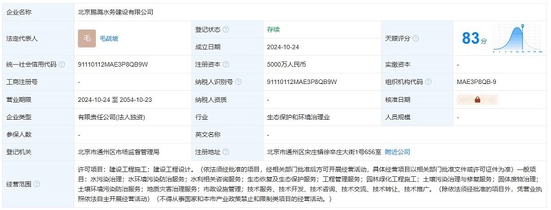 注冊資本5000萬！中電建生態(tài)環(huán)境集團(tuán)在北京成立水務(wù)建設(shè)公司