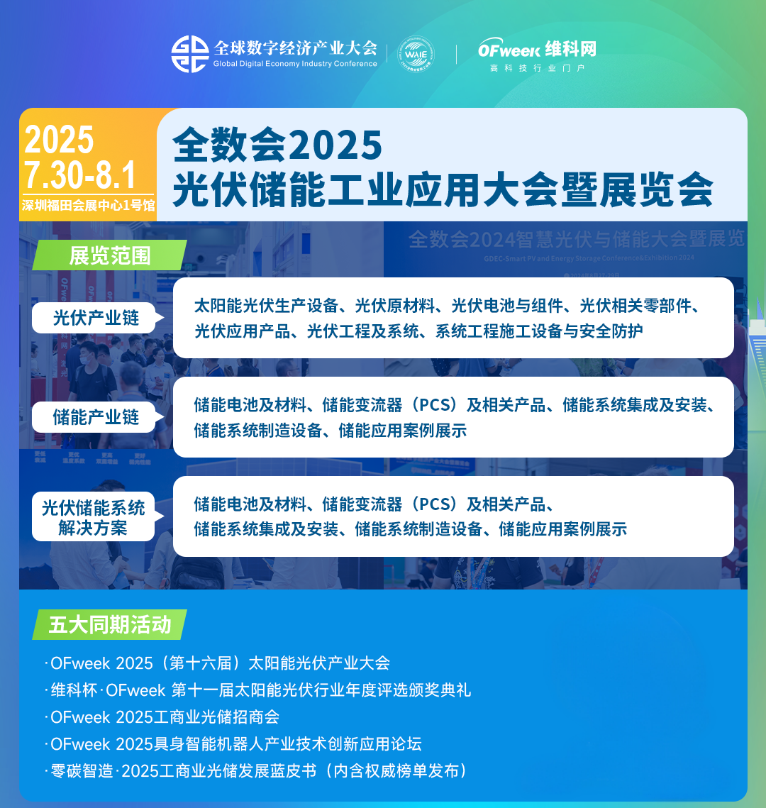 光伏儲能行業(yè)年度盛宴!全數(shù)會2025光伏儲能工業(yè)應(yīng)用大會暨展覽會定檔
